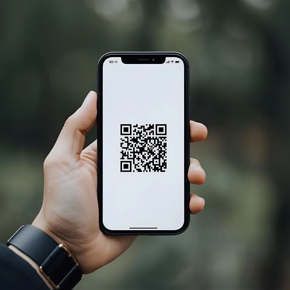 Teléfono móvil que muestra el código QR de una cita